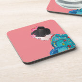 Japanisch niedliche Geisha mit Kirschblüte Getränkeuntersetzer (Linke Seite)