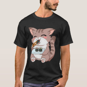 Japanisch Nigiri Sashimi Sushi Anime Cat T-Shirt