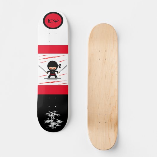 Japanisch Ninja Mit Monogramm Skateboard (Vorderseite)