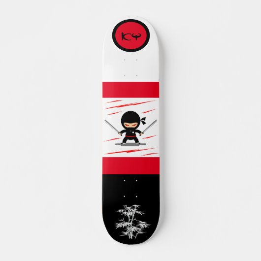 Japanisch Ninja Mit Monogramm Skateboard (Vorne)