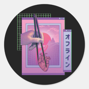 Japanisch Offline Vaporwave Ästhetik Trauriges Her Runder Aufkleber