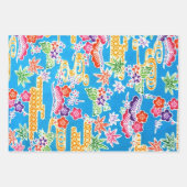 Japanisch Okinawan Blumendesign Geschenkpapier Set (Vorderseite 3)