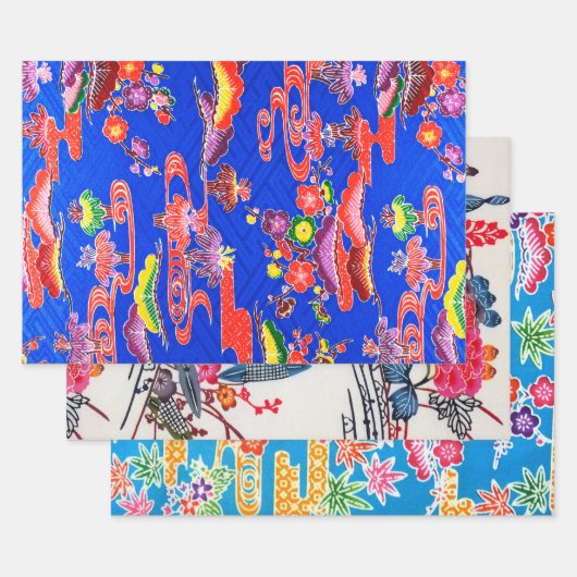 Japanisch Okinawan Blumendesign Geschenkpapier Set (Set)
