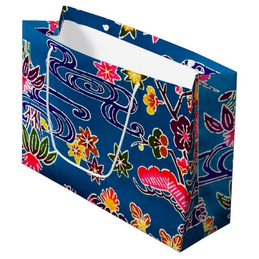 Japanisch Okinawan Dye (Bingata) Große Geschenktüte (Vorderseite Schrägansicht)