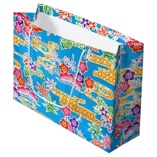 Japanisch Okinawan Dye (Bingata) Große Geschenktüte (Vorderseite Schrägansicht)