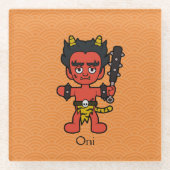 Japanisch Oni: Cartoon Yokai Glasuntersetzer (Vorderseite)