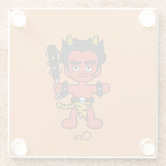 Japanisch Oni: Cartoon Yokai Glasuntersetzer (Rückseite)