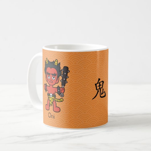 Japanisch Oni: Cartoon Yokai Kaffeetasse (Vorderseite Links)