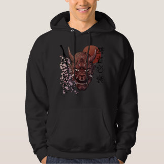 Japanisch Oni Demon Maske Japanisches Kanji Samura Hoodie