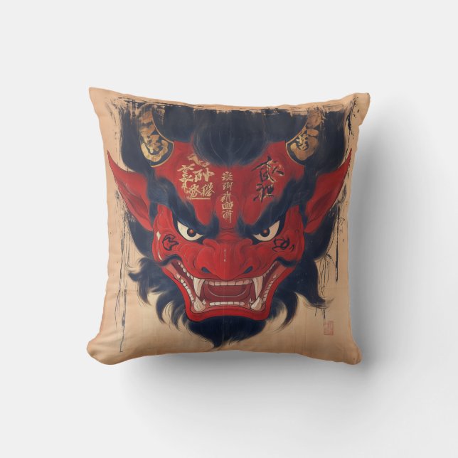 Japanisch Oni Demon Throw Kissen (Vorderseite)