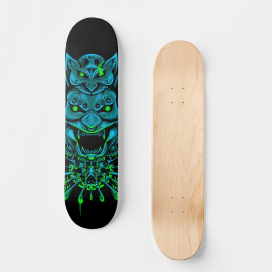 Japanisch Oni Mask Blue Skateboard (Vorderseite)