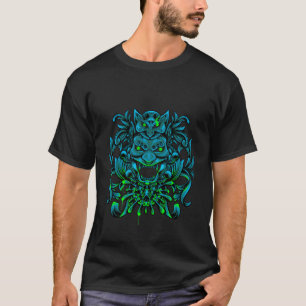 Japanisch Oni Mask Blue T - Shirt - Fett Mythisch