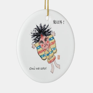 Japanisch Oni wa Soto! Keramik Keramik Ornament