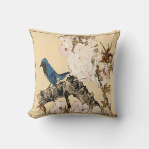 Japanisch Print, Blue Bird Kissen