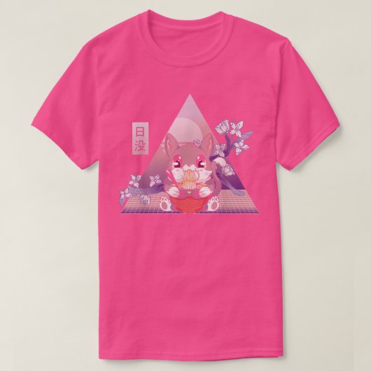 Japanisch Ramen Cat Cherry Blossom Otaku T-Shirt (Design vorne)