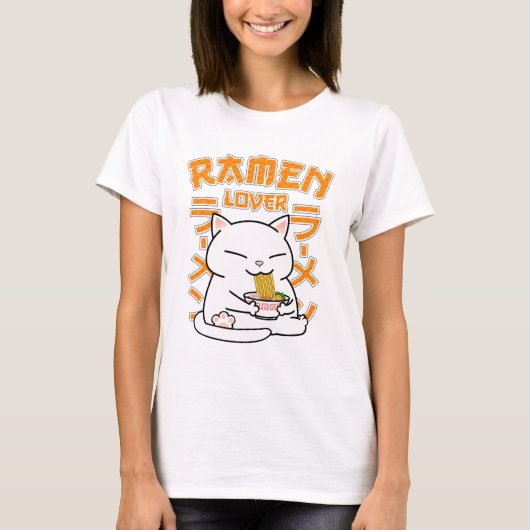 Japanisch Ramen Cat Ramen Lover T-Shirt (Vorderseite)