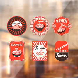 Japanisch Ramen Noodles serviert Hier Restaurant 2 Fensteraufkleber