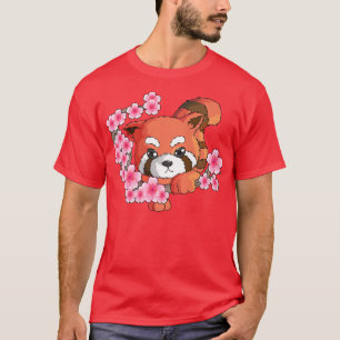 Japanisch Red Panda Cherry Blossom Tree Fan Bamboo T-Shirt