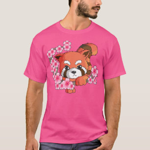 Japanisch Red Panda Cherry Blossom Tree Fan Bamboo T-Shirt