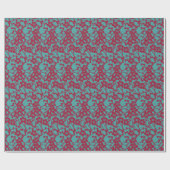 Japanisch Red & Turquoise Cherry Blossom Geschenkpapier (Flach)