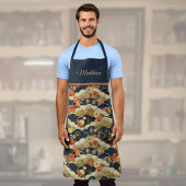 Japanisch Retro Aquamarin floral Kimono Print Mono Schürze