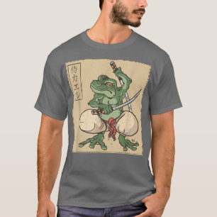 Japanisch Retro Art Frog Samurai Katana T-Shirt