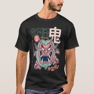 Japanisch Retro Red Oni Demon Kaiju T-Shirt