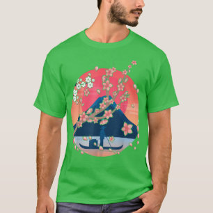 Japanisch Rosa Sakura Berg Hübsche Blume Kirsche T-Shirt