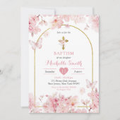 Japanisch Rosa Sakura Kirschblossom Taufe Einladung (Vorderseite)