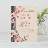 Japanisch Sakura Bamboo Hochzeitseinladung Einladung (Stehend Vorderseite)
