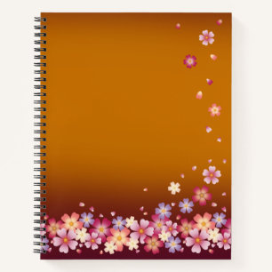 Japanisch Sakura blüht Gold & Plum individuell an Notizblock
