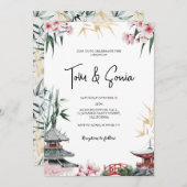 Japanisch Sakura Cherry Blossom Asiatische Hochzei Einladung (Vorne/Hinten)