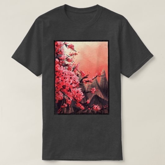 Japanisch Sakura Cherry Blossom Woodblock Kunst dr T-Shirt (Design vorne)
