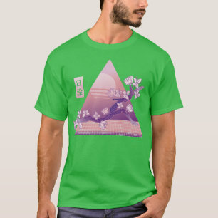 Japanisch Sakura Rosa Blume 80er Vaporwave Cherry T-Shirt