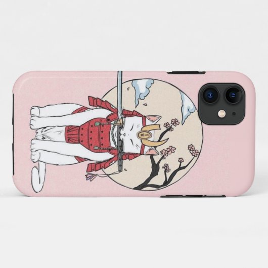 Japanisch Sakura Samurai Cat Poster Case-Mate iPhone Hülle (Rückseite (Horizontal))