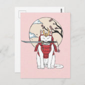 Japanisch Sakura Samurai Cat Poster Postkarte (Vorne/Hinten)