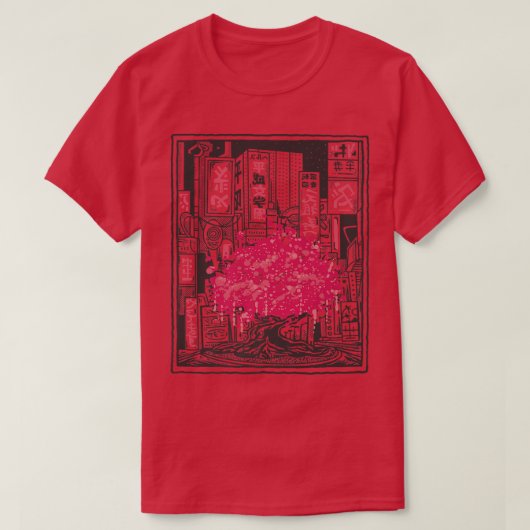 Japanisch Sakura Tree City T-Shirt (Design vorne)