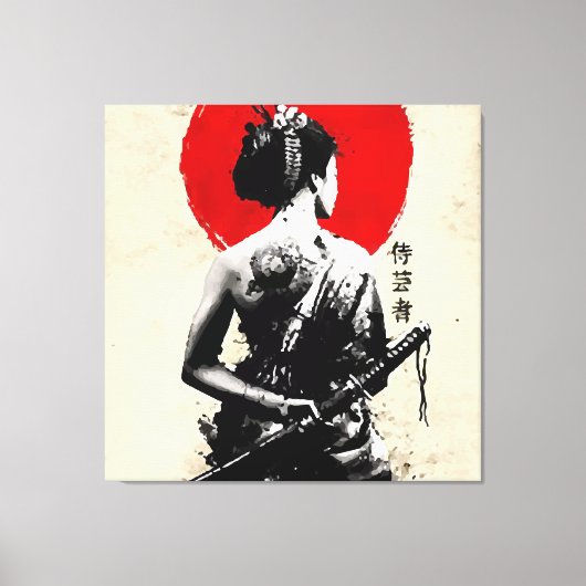 Japanisch Samurai Abstrakt Stretched Canvas Print Leinwanddruck (Vorderseite)
