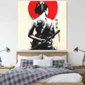 Japanisch Samurai Abstrakt Stretched Canvas Print Leinwanddruck (Insitu (Schlafzimmer))