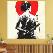 Japanisch Samurai Abstrakt Stretched Canvas Print Leinwanddruck (Insitu (Wohnzimmer))