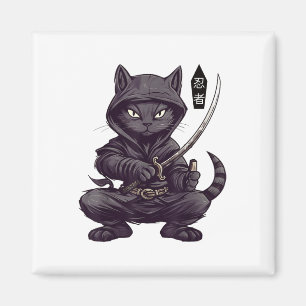 Japanisch Samurai Black Cat Tattoo, Kawaii Ninja B Magnet