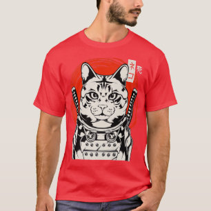 Japanisch Samurai Bushido Ninja Cat Kitten Katana T-Shirt