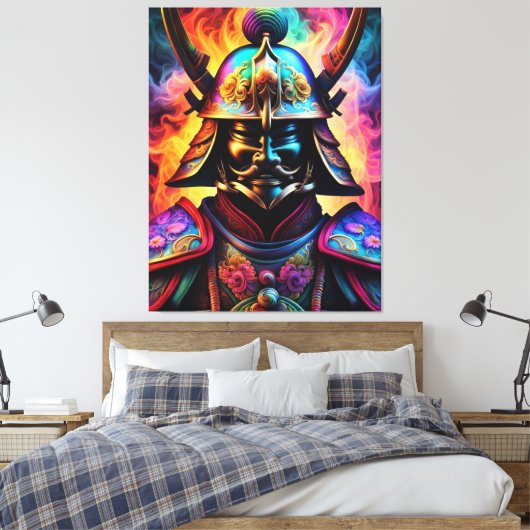Japanisch Samurai Canvas Print Leinwanddruck (Insitu (Schlafzimmer))