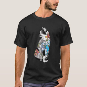 Japanisch Samurai Cat Katana Ninja Yakuza Tattoo T-Shirt