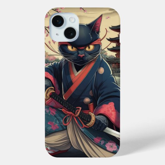 Japanisch Samurai Cat Kimono Katana Case-Mate iPhone Hülle (Rückseite)