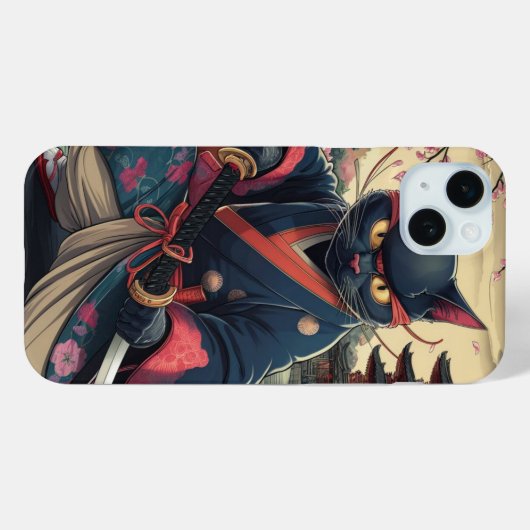 Japanisch Samurai Cat Kimono Katana Case-Mate iPhone Hülle (Rückseite (Horizontal))