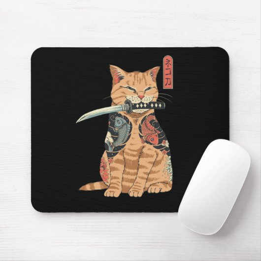 Japanisch Samurai Cat Mouse schlecht Mousepad (Mit Mouse)