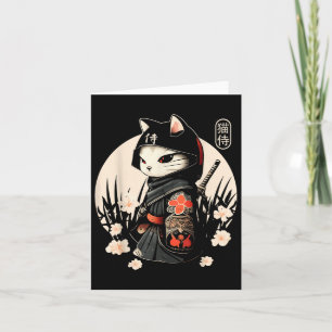 Japanisch Samurai Cat Tattoo, Kawaii Ninja Cat _1 Karte