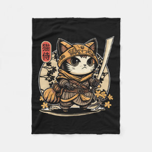 Japanisch Samurai Cat Tattoo, Kawaii Ninja Cat _3 Fleecedecke