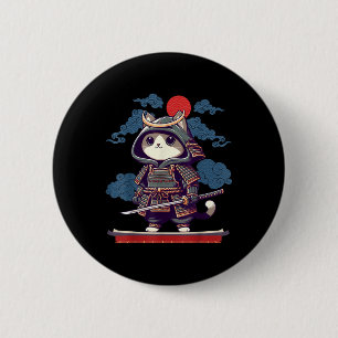 Japanisch Samurai Cat Tattoo Kawaii Ninja Cat Anim Button